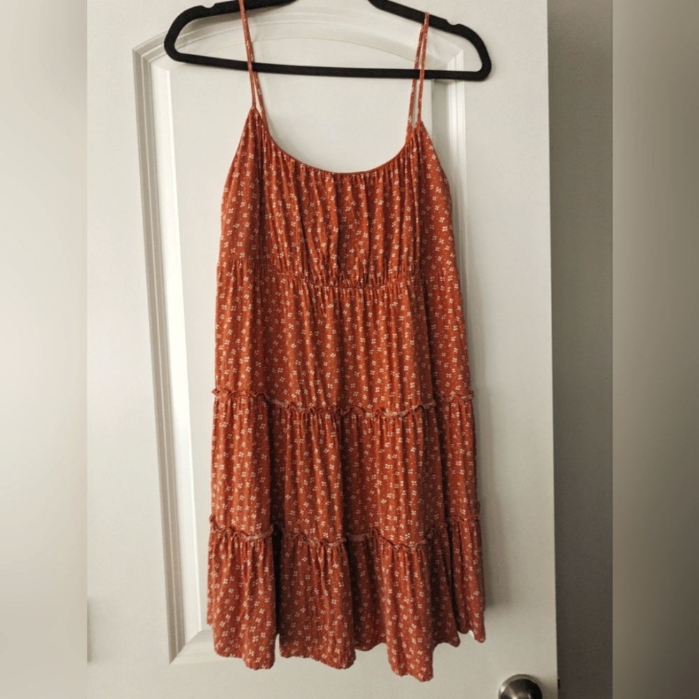 Altar'd state, rust colored, short sundress
